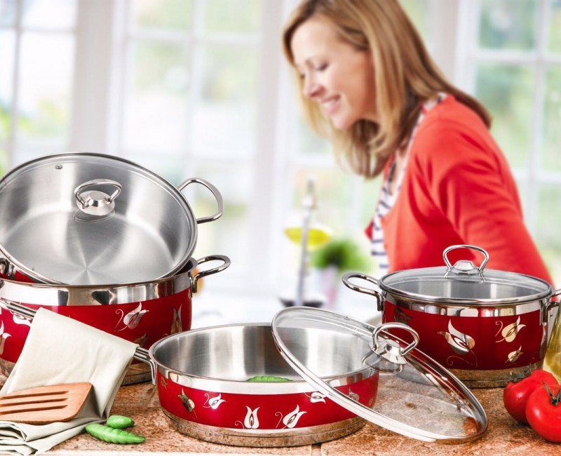 Red Amos Cooking Pot Set – 9 Pieces